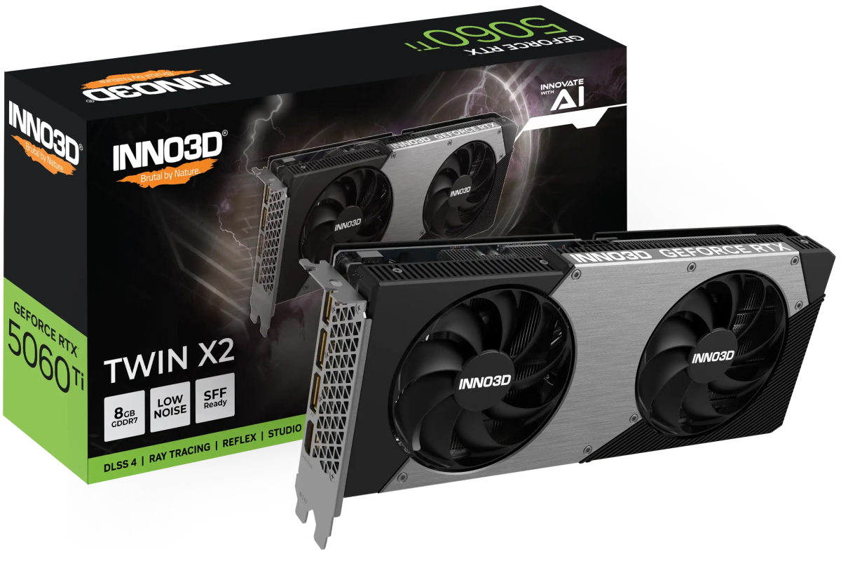 INNO3D GeForce RTX 5060 Ti TWIN X2 8GB GDDR7 Graphic Card | N506T2 - 08D7 - 193075N - 888630770073 - 5 - Vektra Computers LLC INNO3D GeForce RTX 5060 Ti TWIN X2 8GB GDDR7 Graphic Card | N506T2 - 08D7 - 193075N - 888630770073 - 5 - Vektra Computers LLC